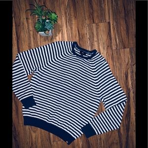 Obey Navy/white striped crewneck sweater